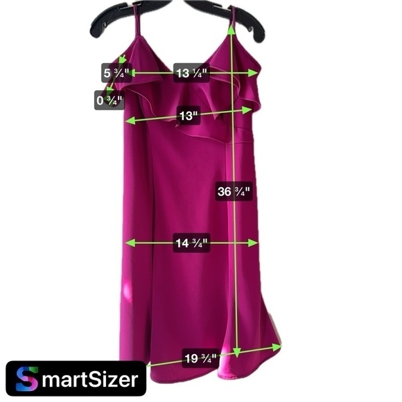 MARINA Fushia Pink Ruffle Cocktail Dress with Invisible Zipper size S - Picture 8 of 8